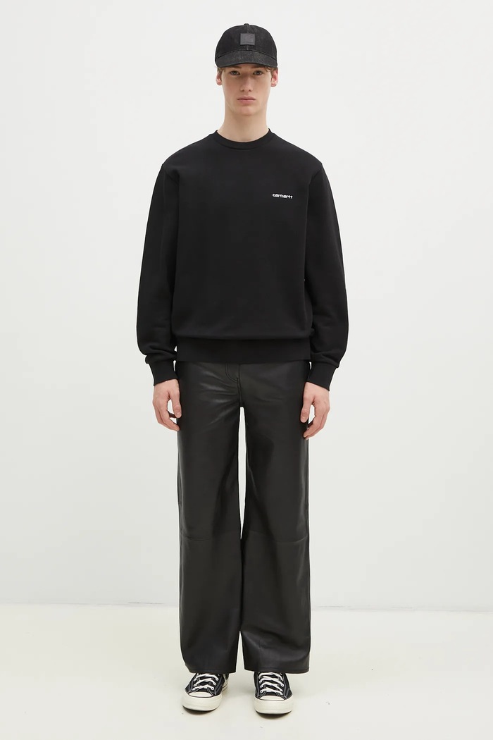 Carhartt WIP bluza bawełniana Script Embroidery Sweat I034496.0D2XX czarny
