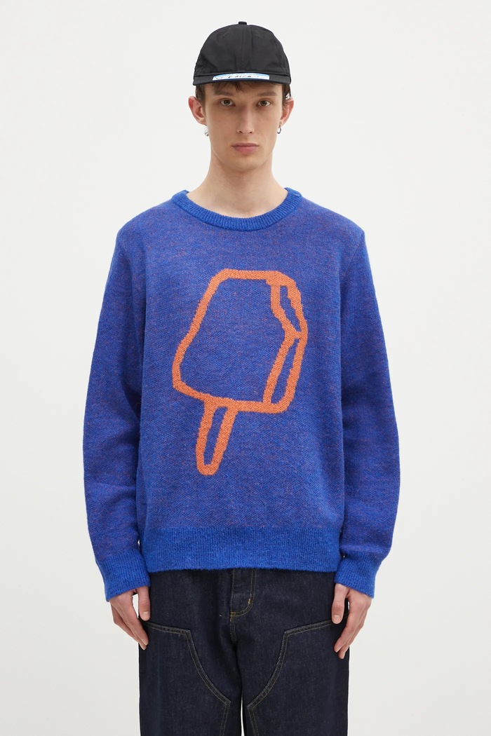 Sveter s prímesou vlny ICECREAM Popsicle Crewneck vzorovaný modrá IC24436