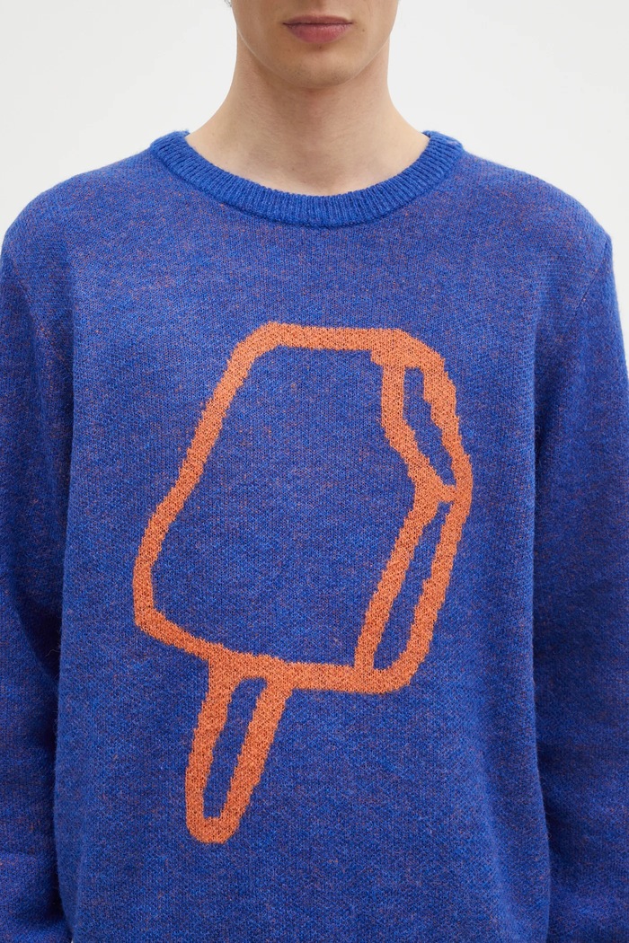 Sveter s prímesou vlny ICECREAM Popsicle Crewneck modrá IC24436