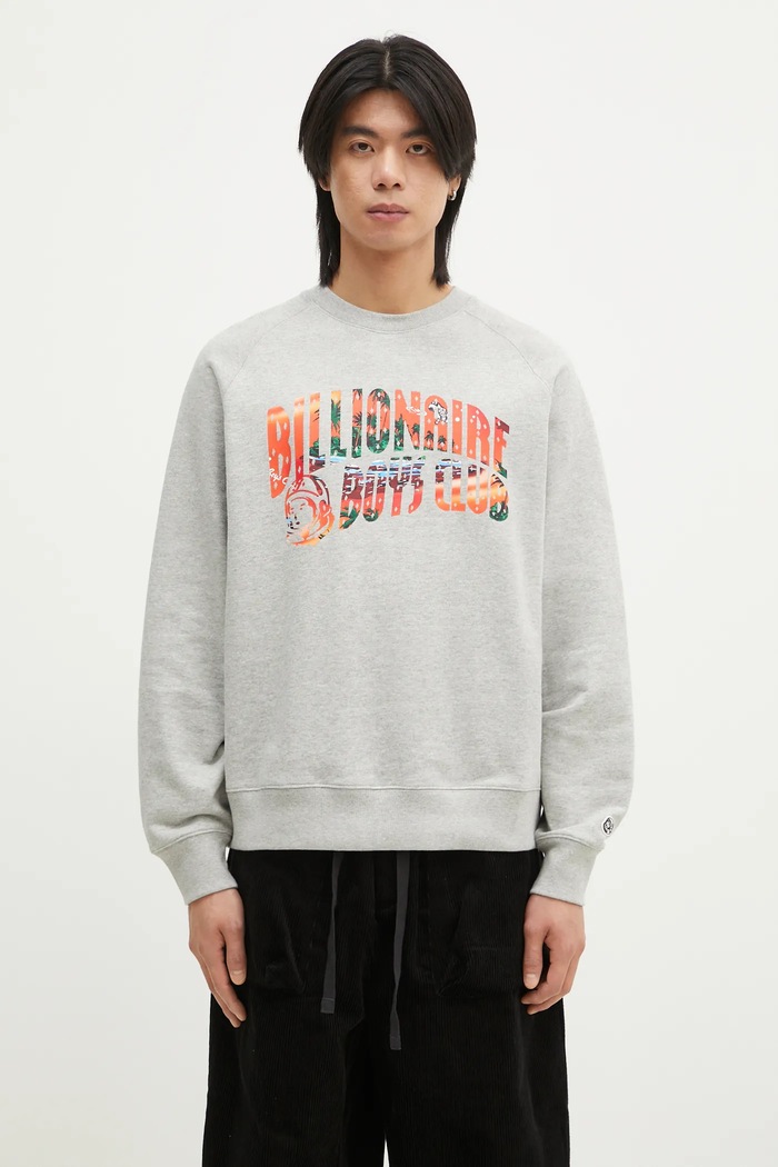 Billionaire Boys Club cotton sweatshirt Tropical Island Fill Arch Logo Crewneck cotton gray B24439
