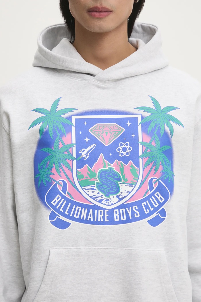 Бавовняна кофта Billionaire Boys Club Tropical Crest Popover Hood сірий B24447