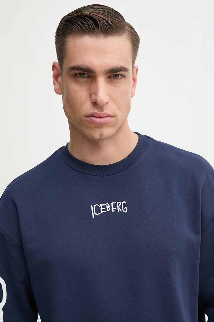 Bluza bawełniana Iceberg E053.6341 granatowy