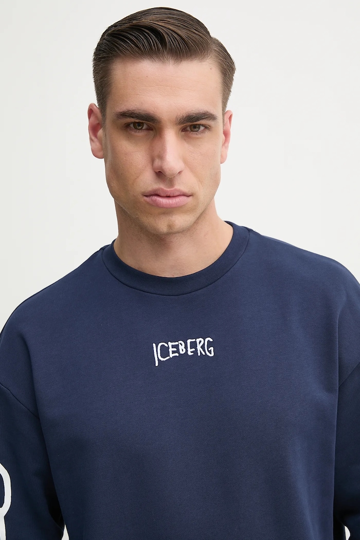 Bluza bawełniana Iceberg E053.6341 granatowy