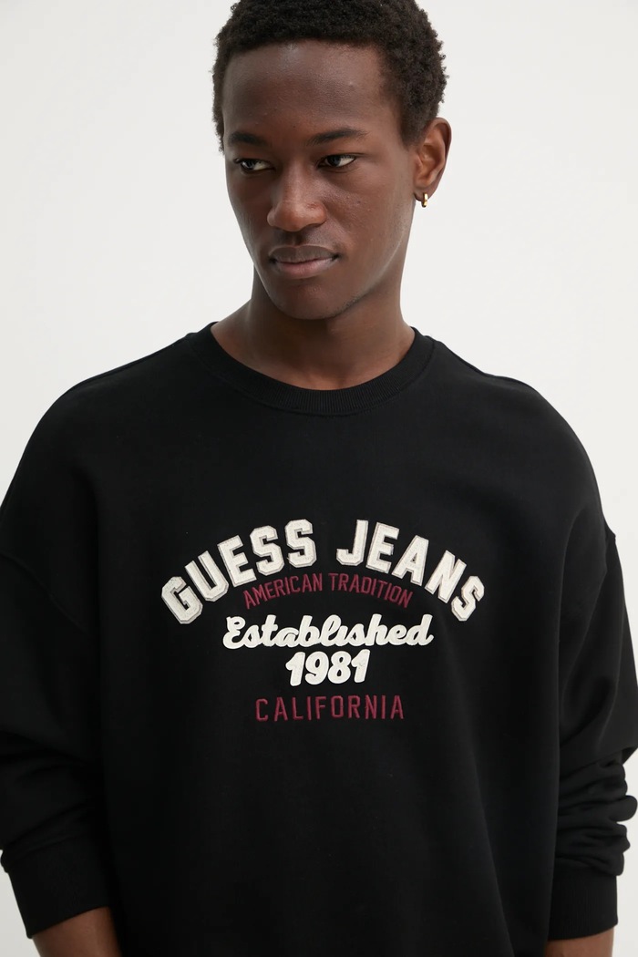 Guess Jeans hanorac de bumbac negru M5RQ35.KCPR1