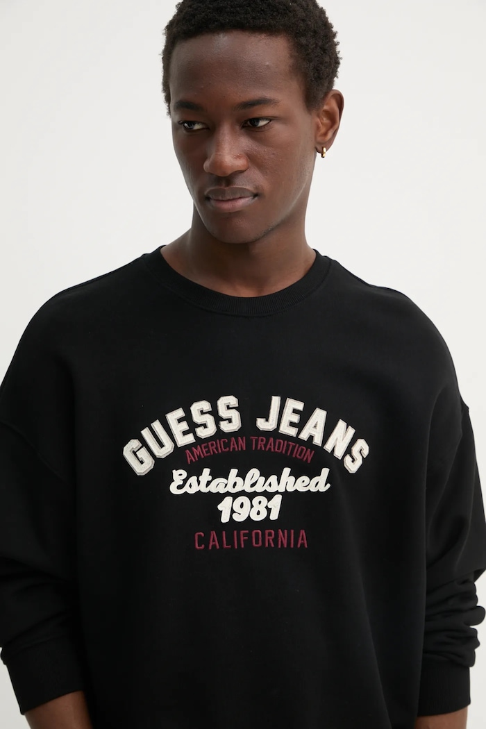 Guess Jeans hanorac de bumbac negru M5RQ35.KCPR1