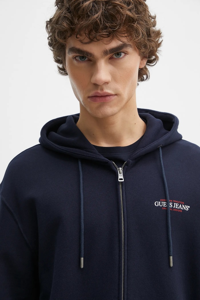 Bavlněná mikina Guess Jeans námořnická modř M5RQ45.KCPR1