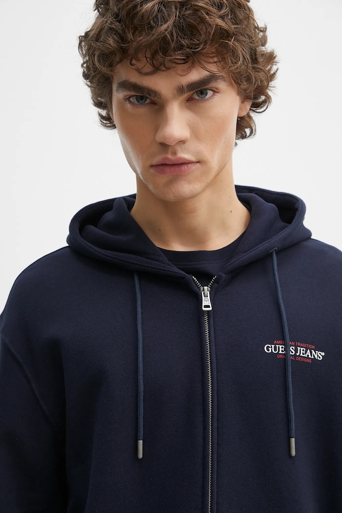 Bavlněná mikina Guess Jeans námořnická modř M5RQ45.KCPR1