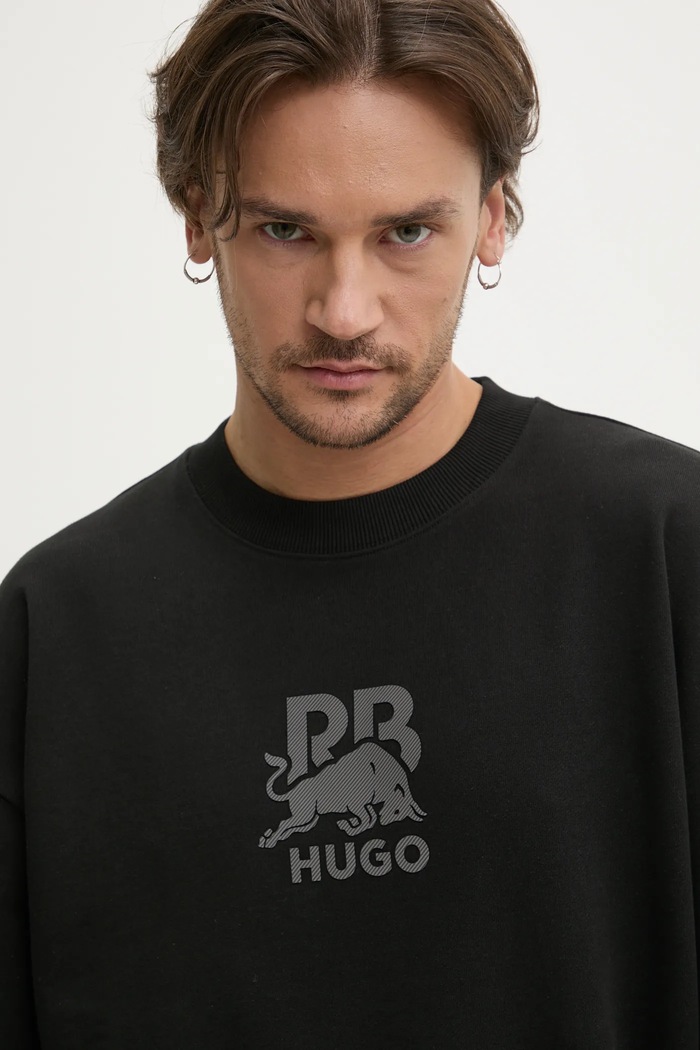 HUGO bluza bawełniana x RACING BULLS czarny 50542806