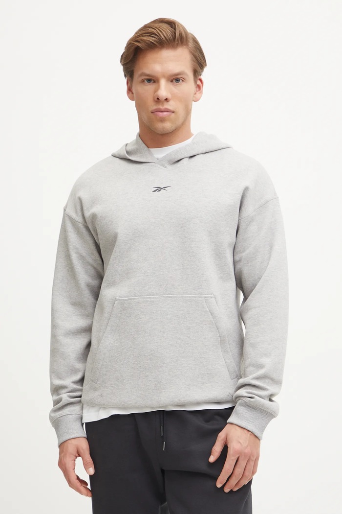 Спортен суичър Reebok Athlete с качулка сив 100215042