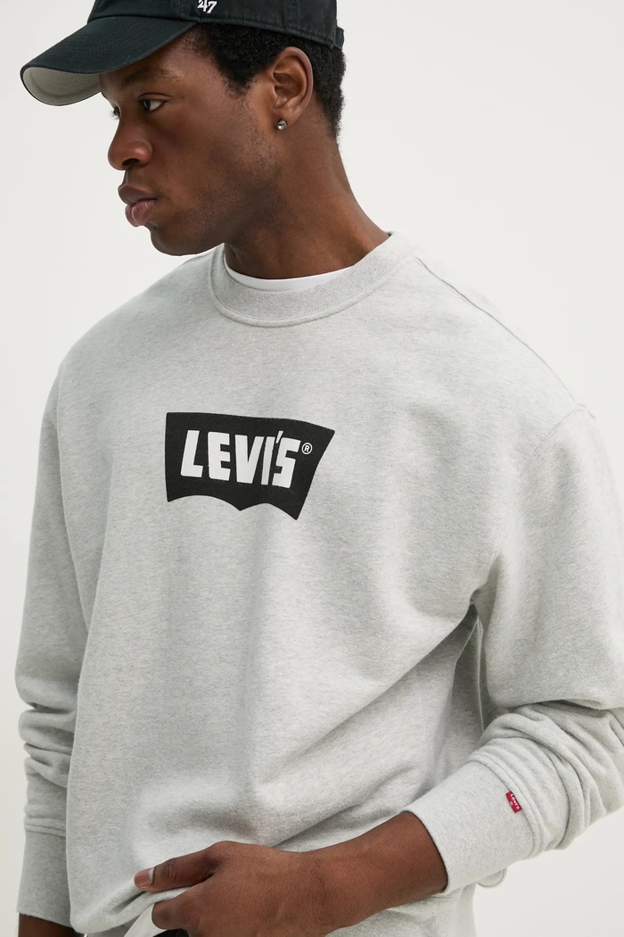 Bavlněná mikina Levi's PREMIUM GRAPHIC CREW šedá 000MS