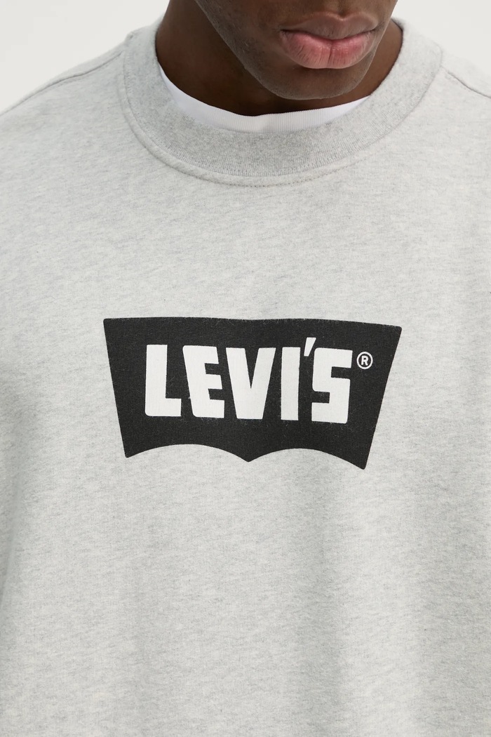 Bavlněná mikina Levi's PREMIUM GRAPHIC CREW 000MS šedá
