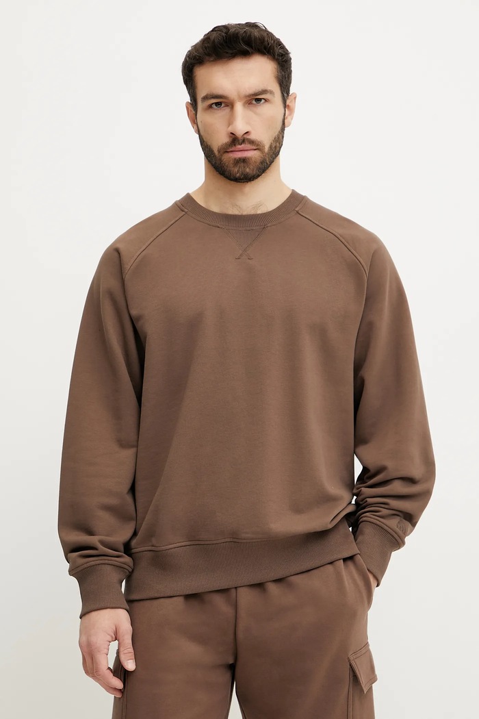 Bavlněná mikina The North Face Relaxed bez kapuce hnědá NF0A8C361OI1