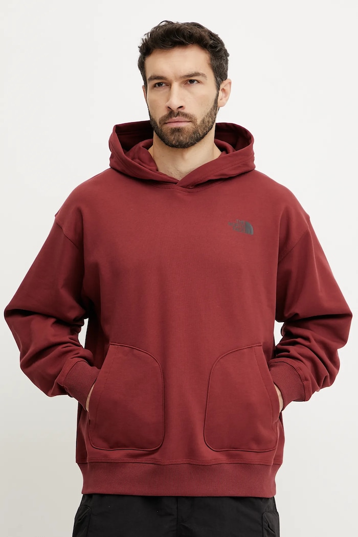 Odzież The North Face bluza bawełniana Nuptse Oversized NF0A8C3V0VO1 czerwony