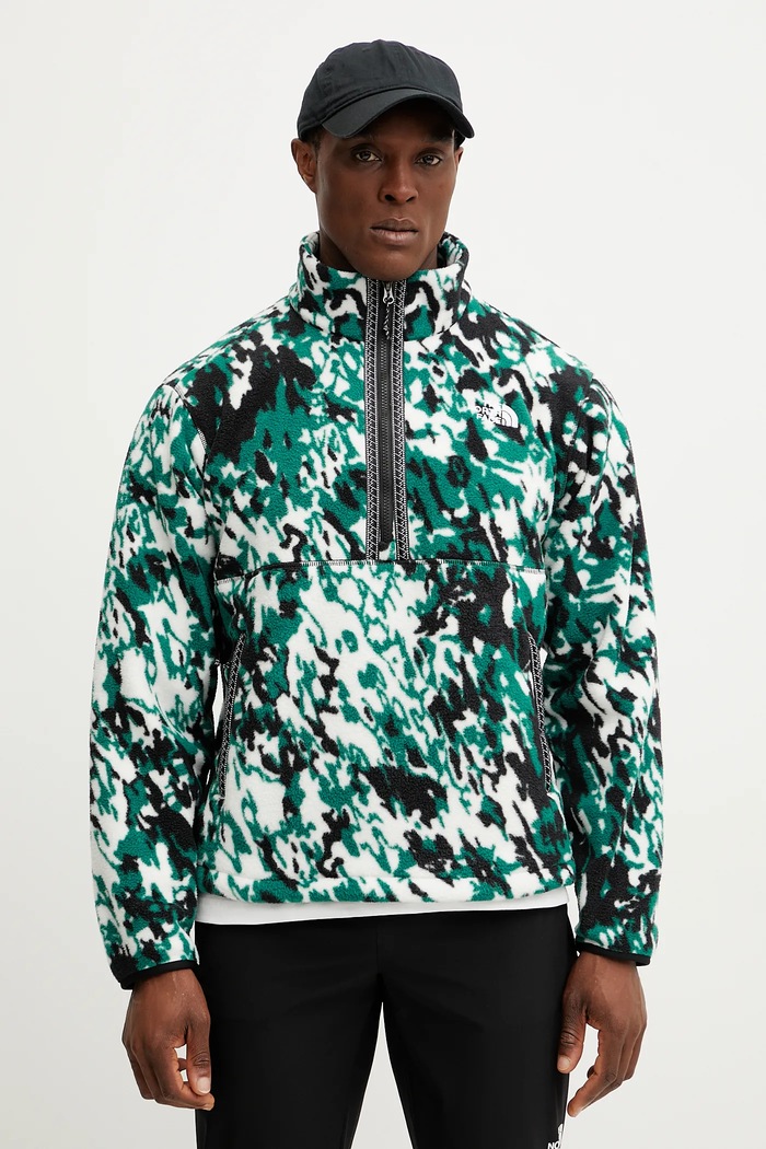 The North Face bluza polarowa TNF Fleeski bez kaptura zielony NF0A88XR65P1
