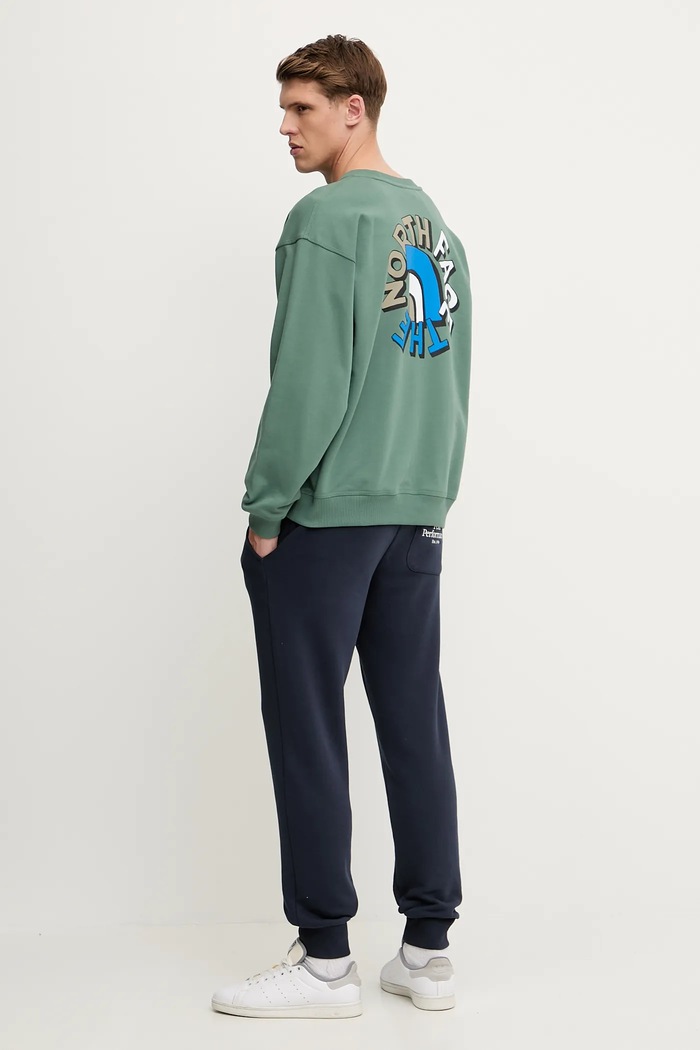 The North Face pamut melegítőfelső Nuptse Oversized NF0A8C3UHCH1 zöld SS25