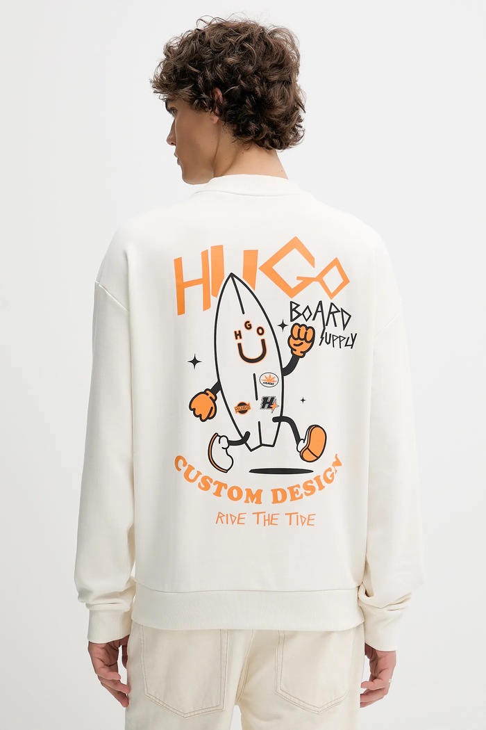 Hugo Blue bluza bawełniana nadruk biały 50539702