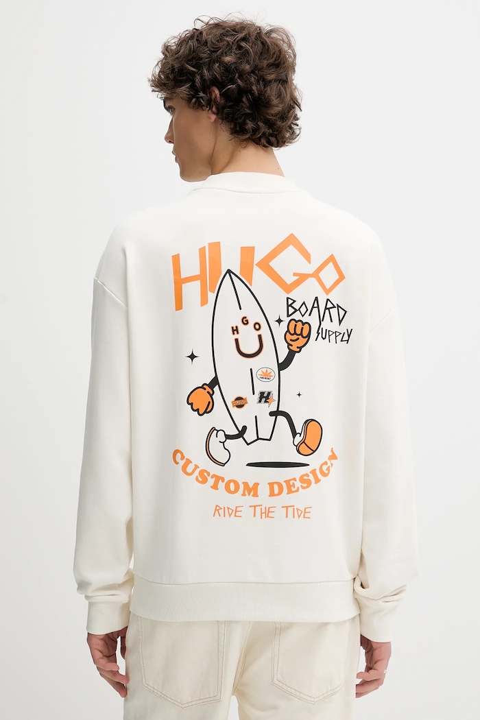 Hugo Blue bluza bawełniana nadruk biały 50539702