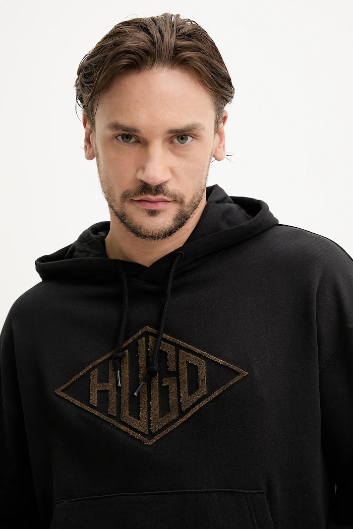 HUGO bluza bawełniana czarny 50534947