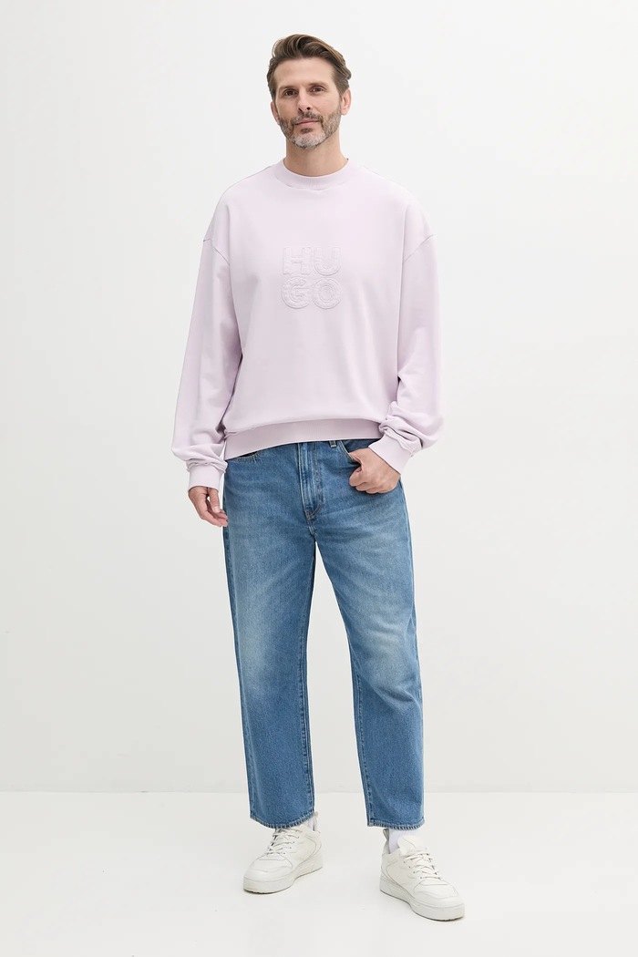 HUGO bluza bawełniana 50535258 fioletowy SS25