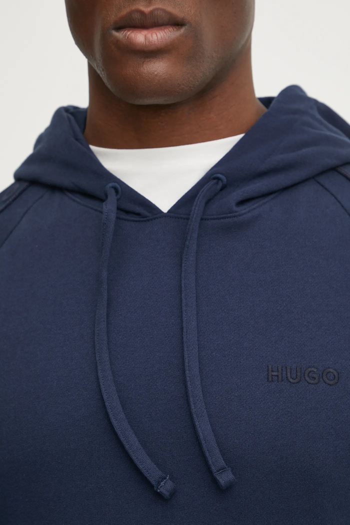 Бавовняна кофта HUGO LIAM Hoodie 50540921 темно-синій