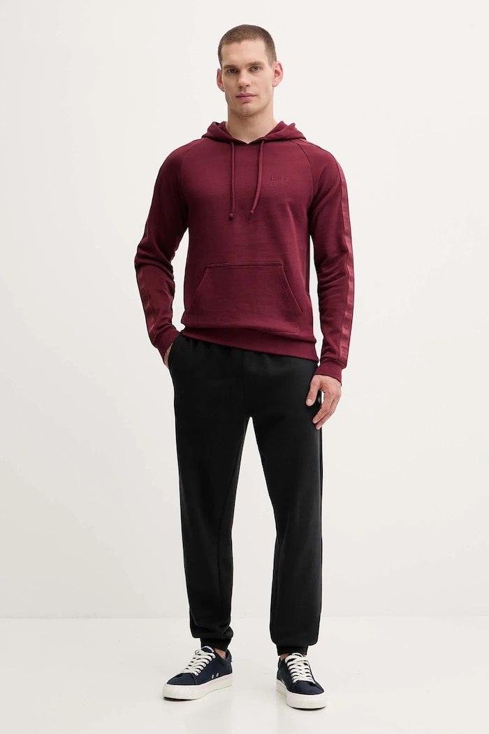 HUGO bluza bawełniana LIAM Hoodie 50540921 bordowy AW25