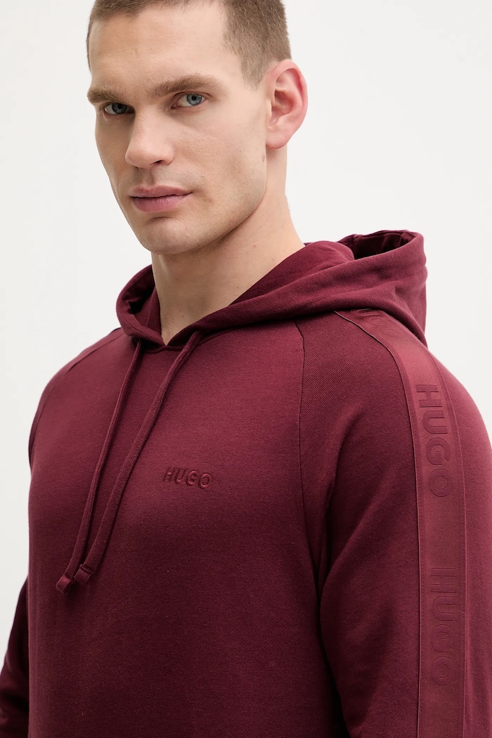 HUGO bluza bawełniana LIAM Hoodie bordowy 50540921