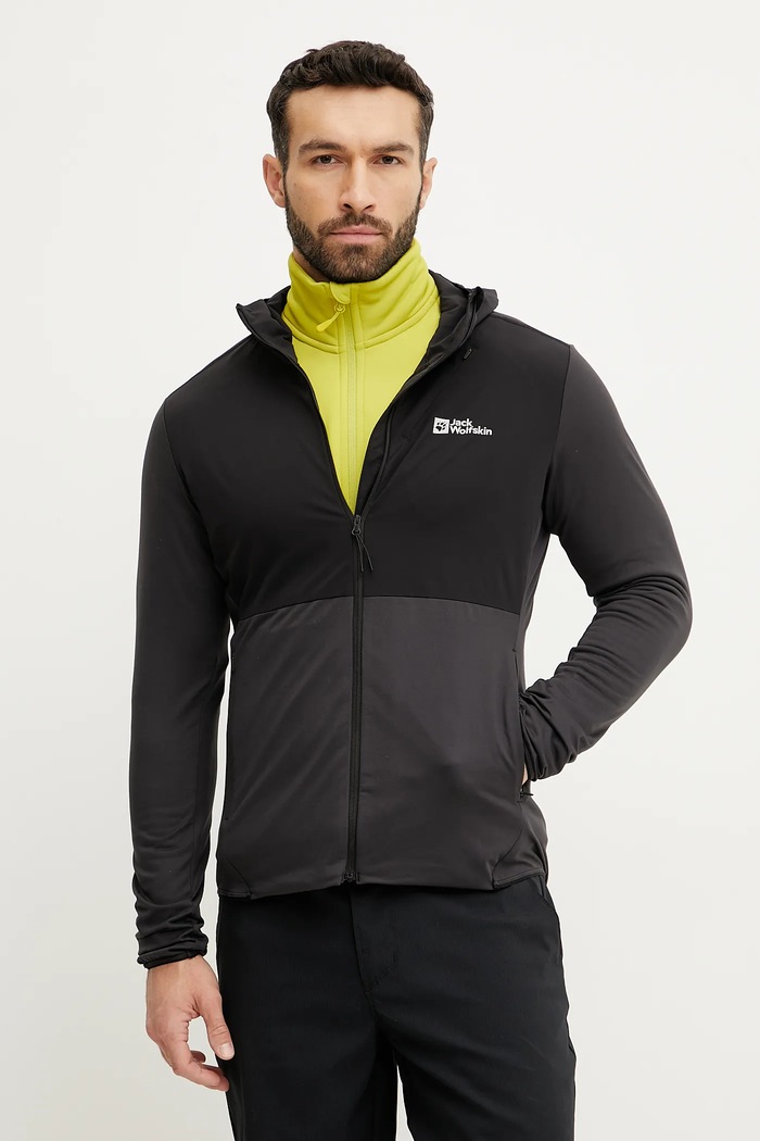 Αθλητική μπλούζα Jack Wolfskin Prelight Trail με ελαστάν μαύρο A63791
