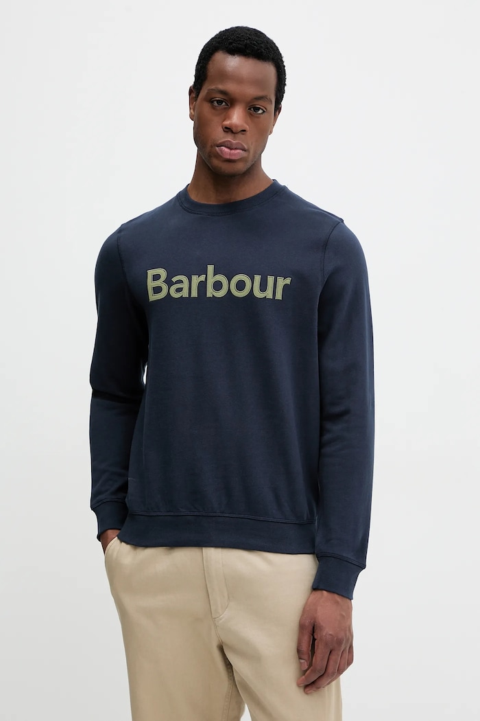 Barbour bluza bawełniana Pique Applique Crew Sweatshirt aplikacja granatowy MOL0670