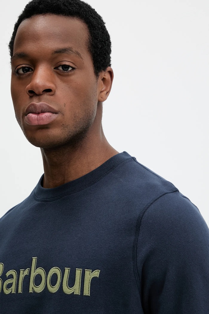 Barbour bluza bawełniana Pique Applique Crew Sweatshirt granatowy MOL0670
