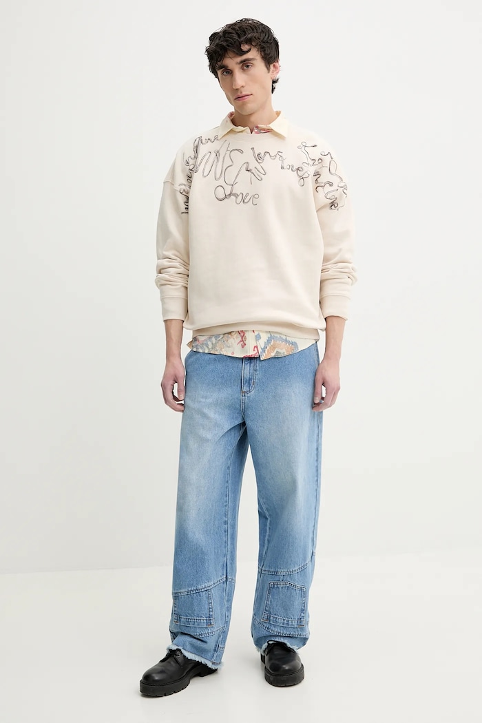 Pamučna dukserica Desigual SEAN 25SMSK15 bež SS25