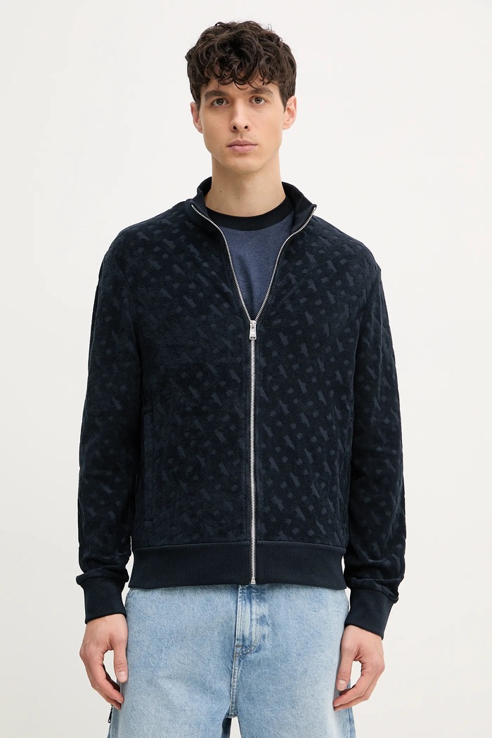 BOSS hanorac de bumbac uni bleumarin 50537124