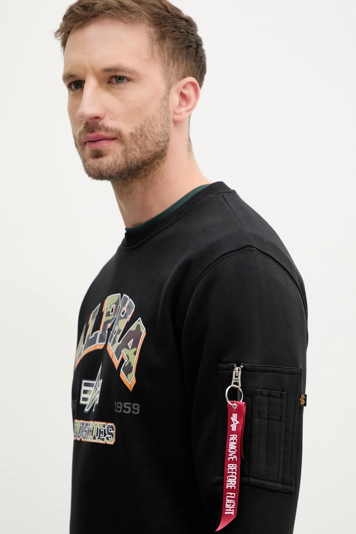 Alpha Industries bluza College Camo Sweater czarny 146306