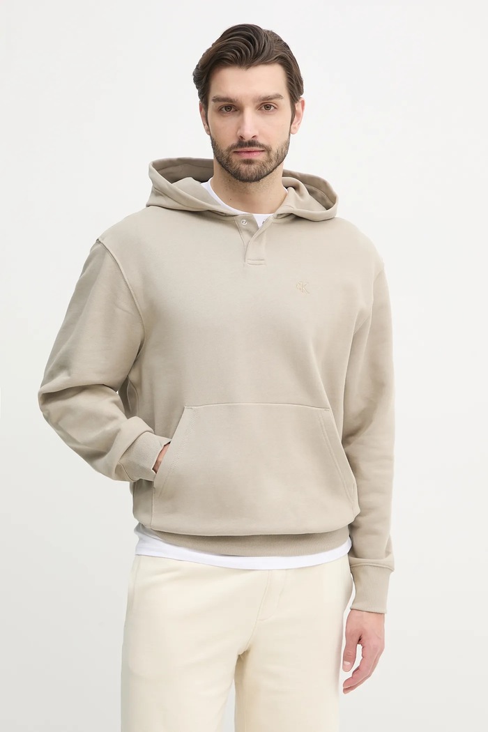 Bavlnená mikina Calvin Klein Jeans bavlna béžová J30J327227