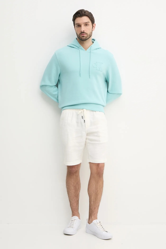 Βαμβακερή μπλούζα Calvin Klein Jeans J30J327245 τιρκουάζ SS25