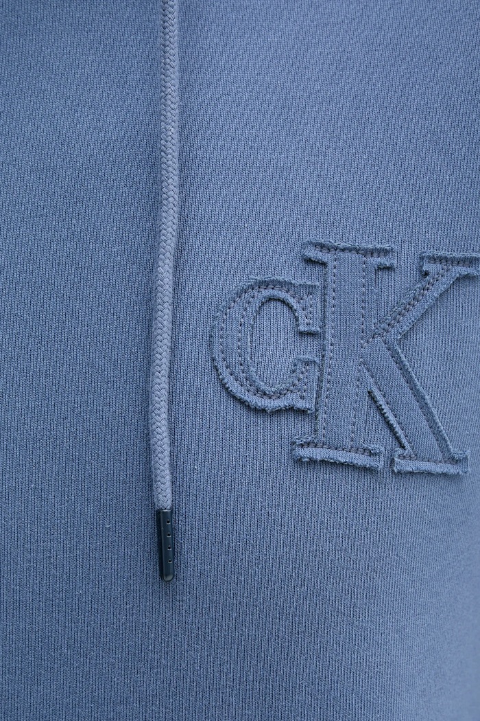 Bombažen pulover Calvin Klein Jeans modra J30J327245