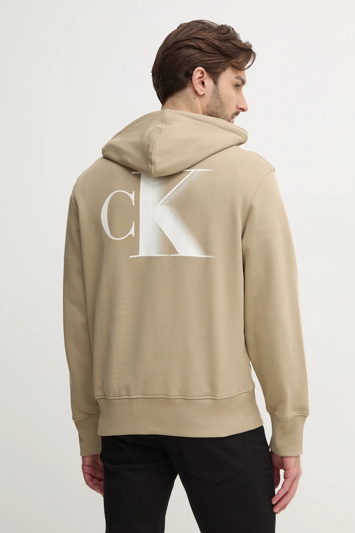 Calvin Klein Jeans hanorac de bumbac print verde J30J327476