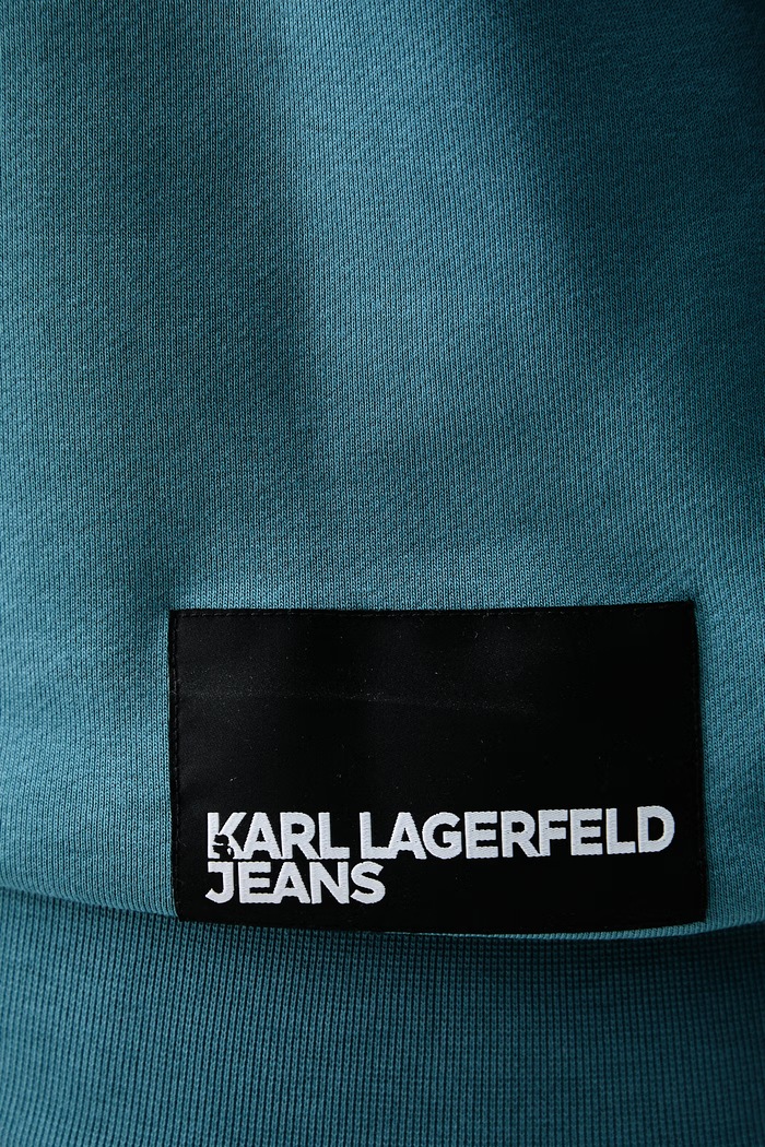 Bluza z kapturem męska z bawełną Karl Lagerfeld Jeans turkusowy A2M20049