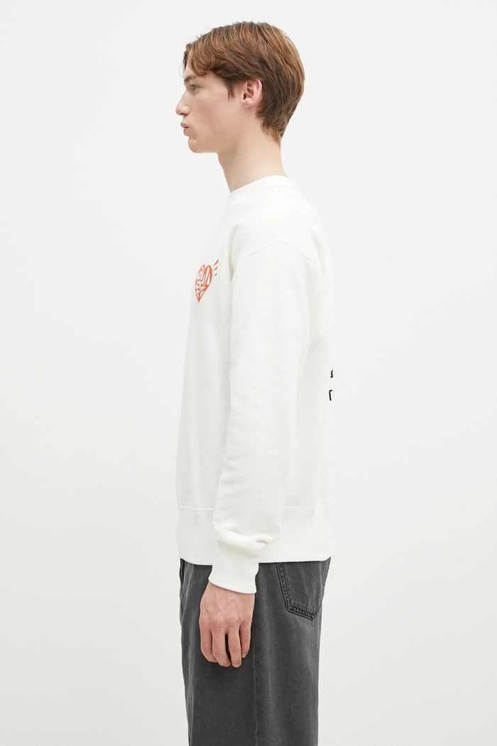Βαμβακερή μπλούζα Human Made TSURIAMI SWEATSHIRT HM29CS011 λευκό SS25