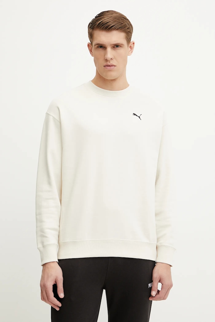 Памучен суичър Puma Wardrobe Essentials памук бежов 629650