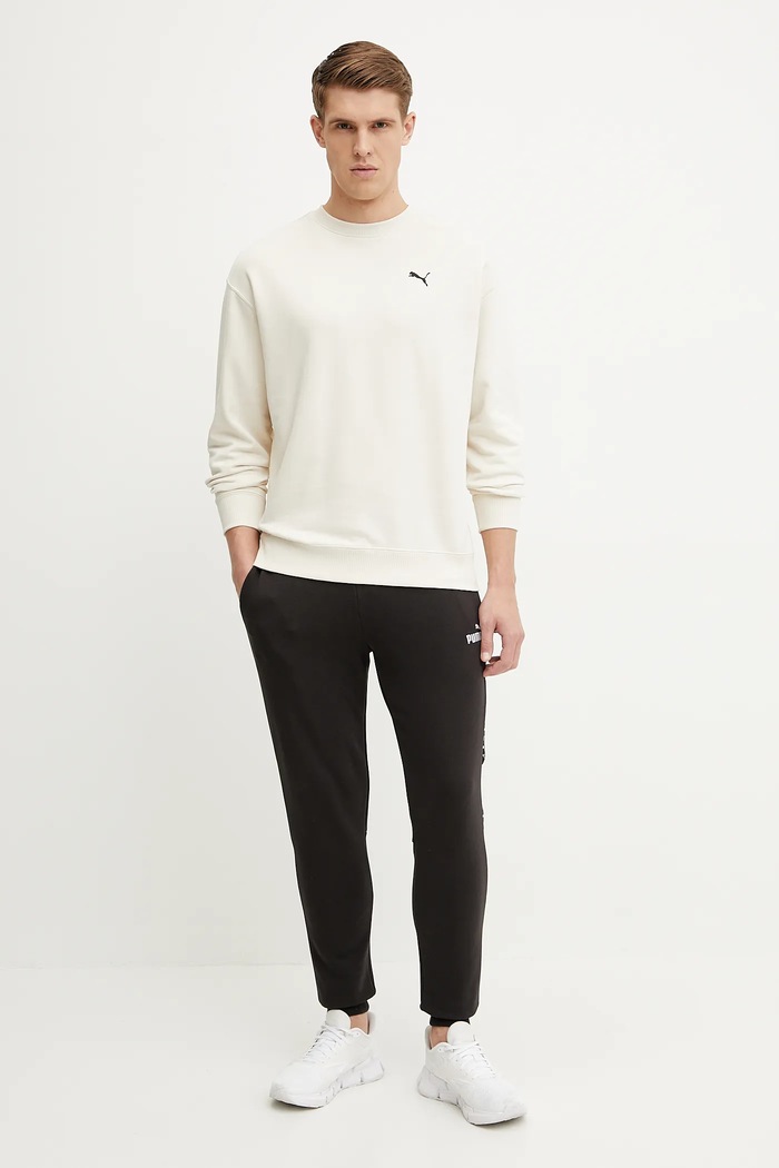 Памучен суичър Puma Wardrobe Essentials 629650 бежов SS26