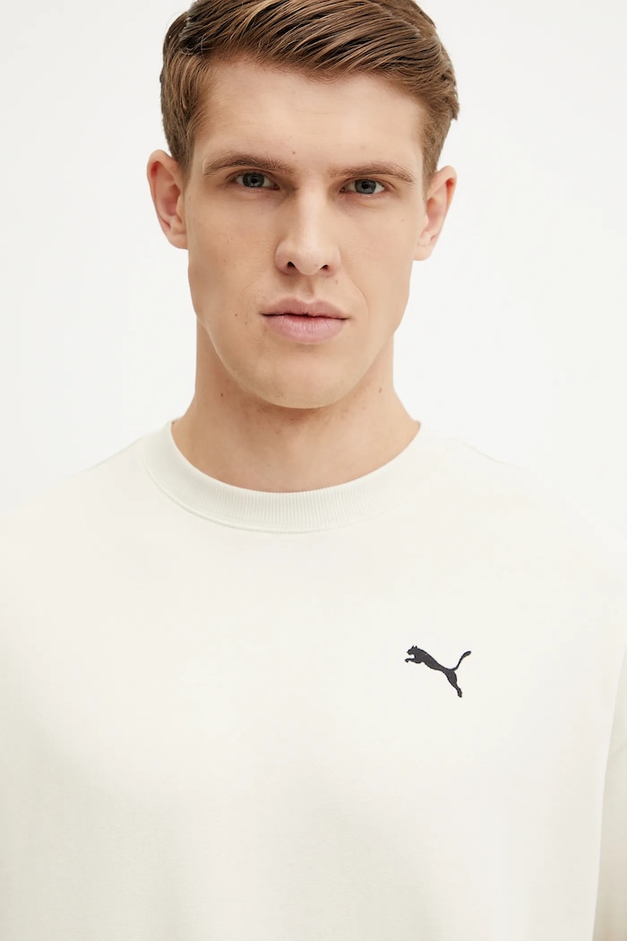 Памучен суичър Puma Wardrobe Essentials бежов 629650