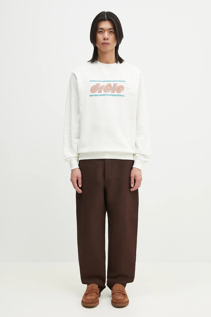 Drôle de Monsieur bluza bawełniana Le Sweatshirt Pique Tennis G.SW164.CO162.OW biały