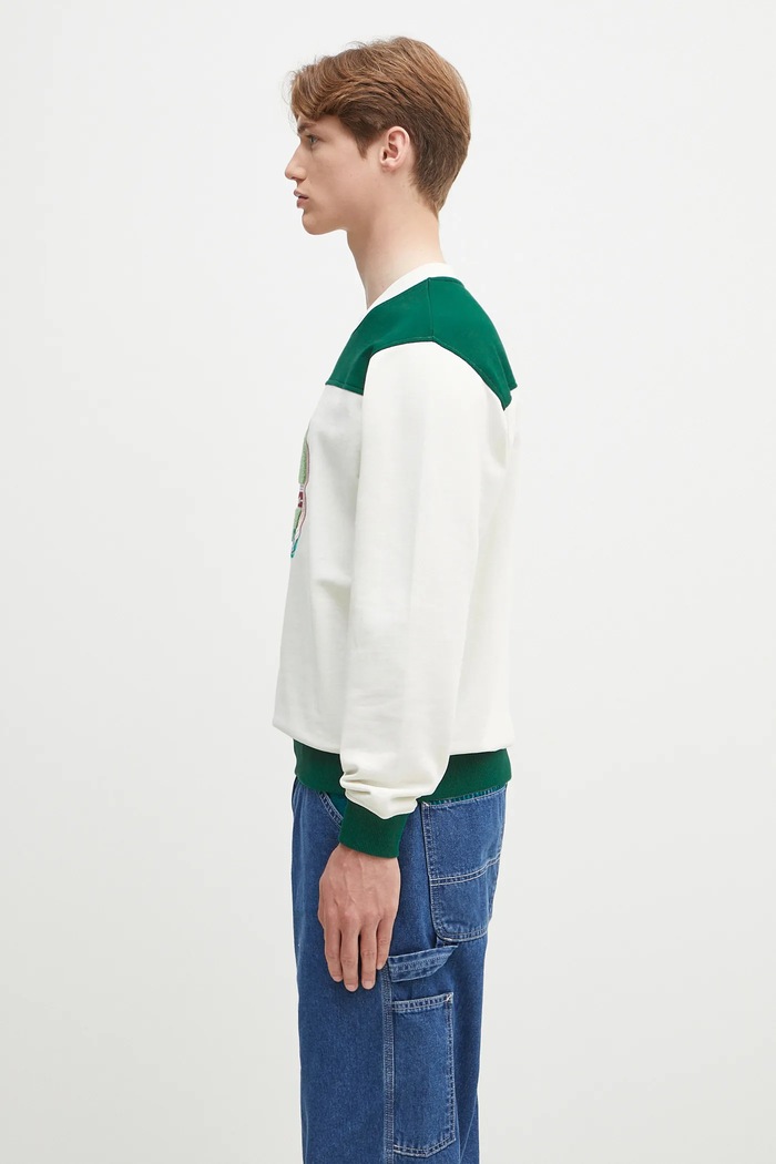 Bombažen pulover Drôle de Monsieur Le Sweatshirt Tennis G.SW158.CO200.OW bela SS25