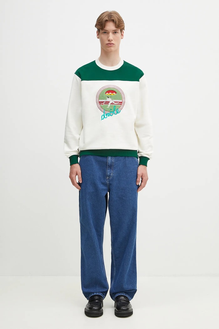 Bombažen pulover Drôle de Monsieur Le Sweatshirt Tennis G.SW158.CO200.OW bela