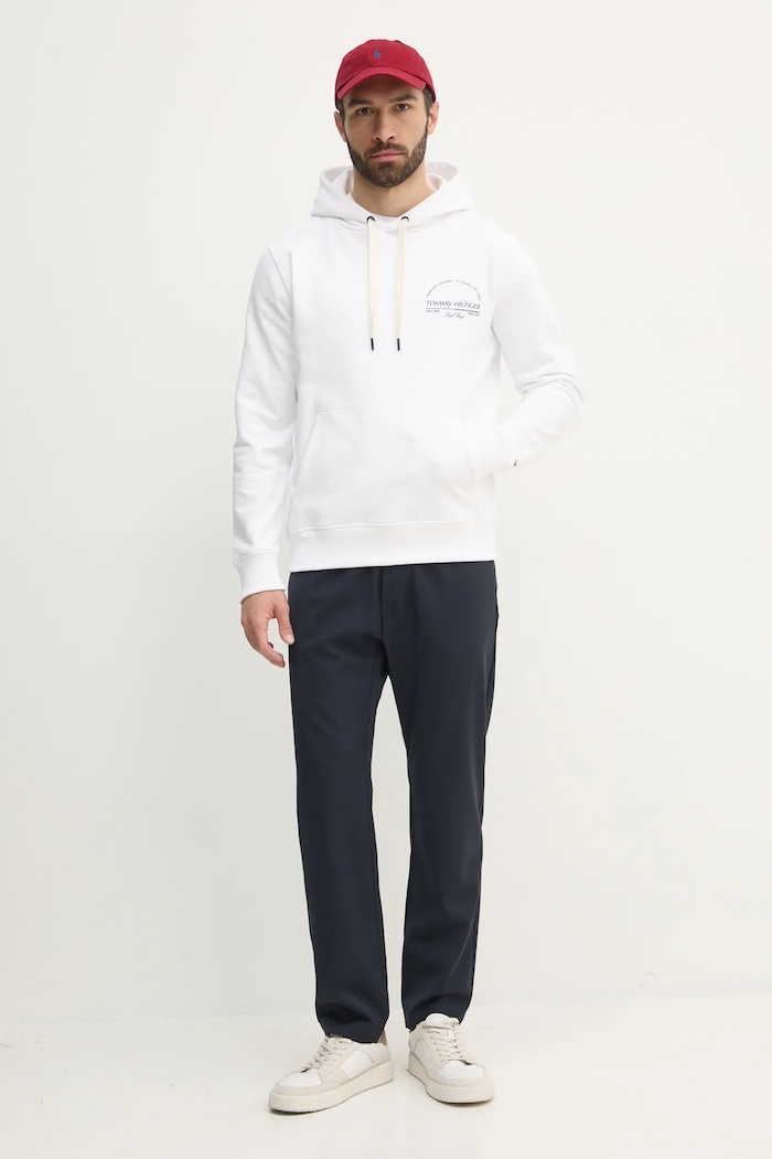 Pamučna dukserica Tommy Hilfiger MW0MW38671 bijela SS25