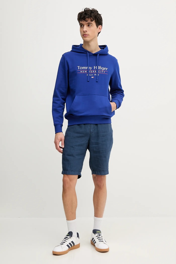 Tommy Hilfiger bluza bawełniana MW0MW38672 niebieski SS25