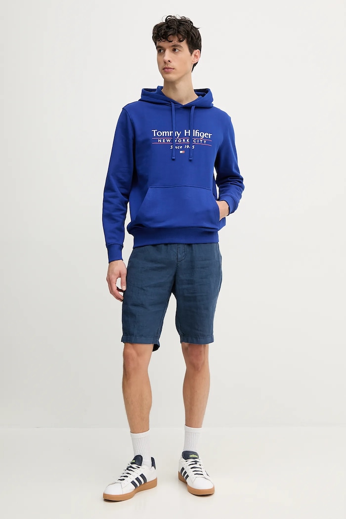 Tommy Hilfiger bluza bawełniana MW0MW38672 niebieski SS25