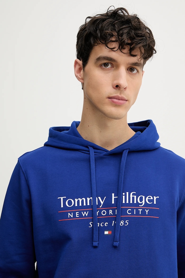 Tommy Hilfiger bluza bawełniana niebieski MW0MW38672