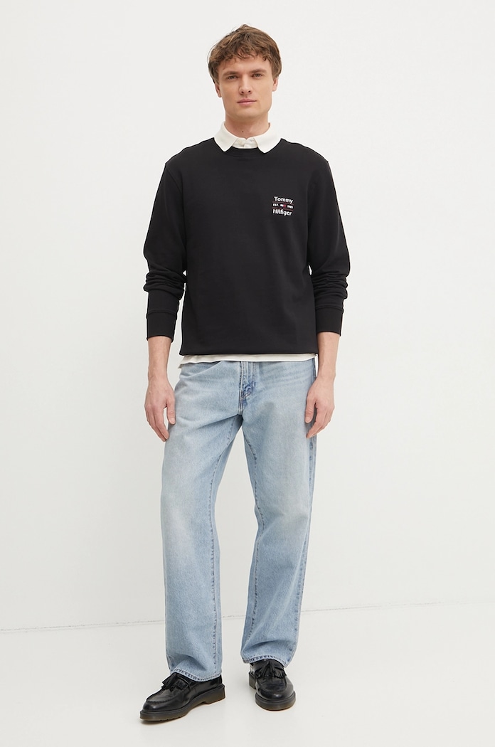 Bavlněná mikina Tommy Hilfiger MW0MW38673 černá SS25