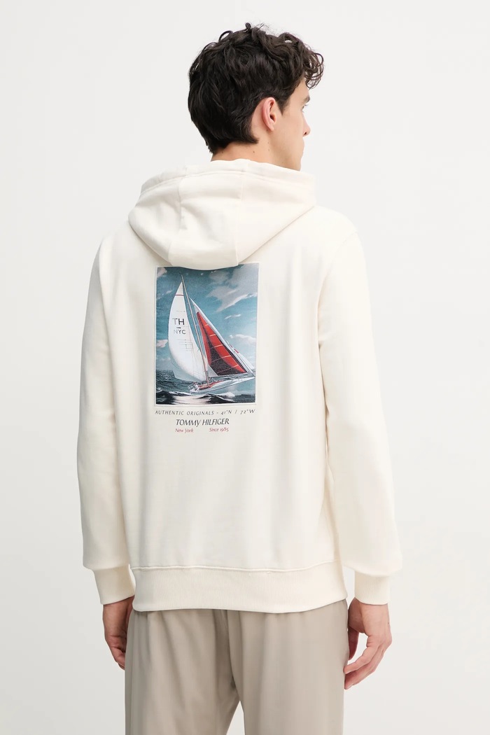 Îmbrăcăminte Tommy Hilfiger hanorac de bumbac MW0MW39151 bej